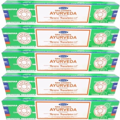 Satya Nag Champa wierook stokjes - Ayurveda - 5x pakje van 12 stuks - 15 gram