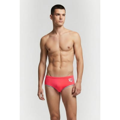 Arena Men's  One 12cm Swim Briefs Big Log Fluo Red Silver Maat: 65 | Zwembroeken Outlet | Heren | Zilver