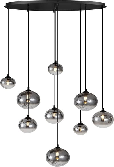 QAZQA jia - Moderne Hanglamp voor boven de eettafel | in eetkamer - 9 lichts - L 96 cm - Zwart - Woonkamer | Slaapkamer | Keuken