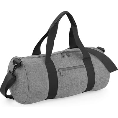 BagBase Original Barrel Bag BG140 - GREY MARL/BLACK - 50 x 25 x 25 cm