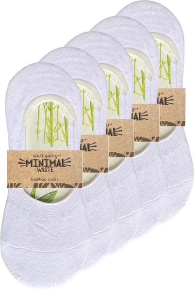 green-goose® Bamboe Footies | 5 Paar | Sneakersokken | Wit | Anti zweet | 36 - 41 | Ecologisch en Duurzaam