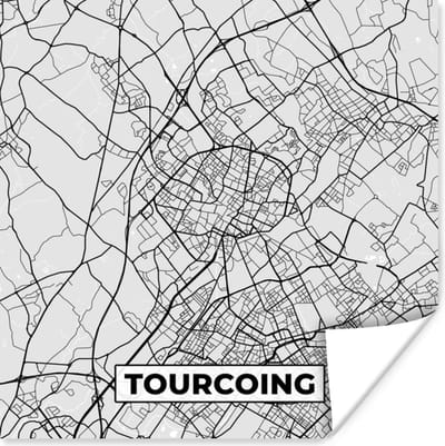 Poster Tourcoing - Plattegrond - Frankrijk - Kaart - Stadskaart - 100x100 cm XXL