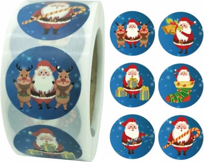 Fako Bijoux - 500 Kerst Stickers Op Rol - 2.5cm - Kerststickers - Christmas Stickers - Label Kerst - Sluitzegel - Merry Christmas Ho Ho Ho Mix - 25mm