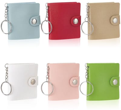 Dailygoods- Fotoalbum Mini - Sleutelhanger - Imitatie Lederen Pocket - 6 Kleuren - Reisgeschenken - 50x63x10mm