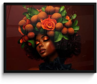 Poster in lijst - Fotolijst 70x50 cm - Posters - Vrouw - lychee - exotisch - Posterlijst zwart - Decoratie - Wanddecoratie woonkamer - Muurdecoratie slaapkamer