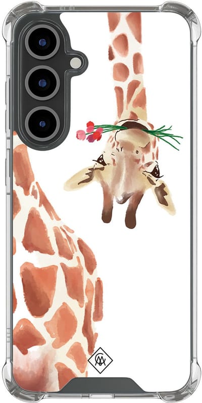 Casimoda® hoesje - Geschikt voor Samsung Galaxy S25 FE - Giraffe - Shockproof case - Extra sterk - TPU/polycarbonaat - Bruin/beige, Transparant