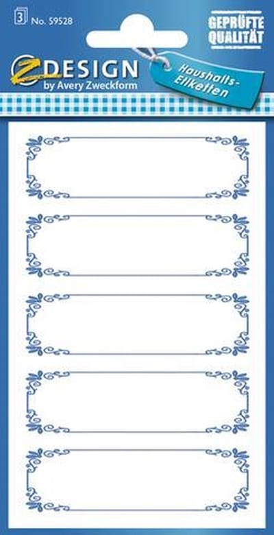 huishoudetiket Z-design Home pakje a 3 vel blauw gekaderd