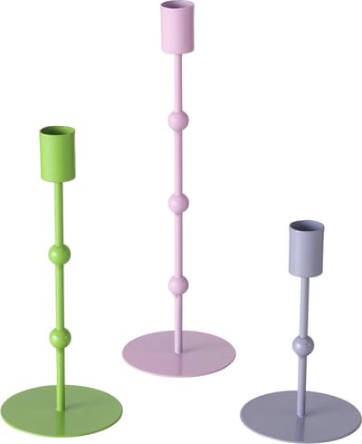 Set van 3 moderne metalen kandelaars groen-grijs-roze