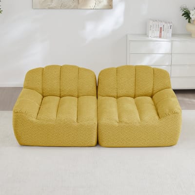 MODFU Modulaire Hoekbank - Zonder Frame En Ergonomische Vorm - Voor Woonkamer - Fleece Met Korrelstructuur - Geel