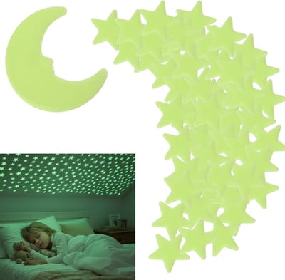 Glow-in-the-Dark Sterren en Maan Stickers voor de Kinderkamer - Veilig, Verwijderbaar en Herbruikbaar Decoratie voor Baby- en Kinderkamers