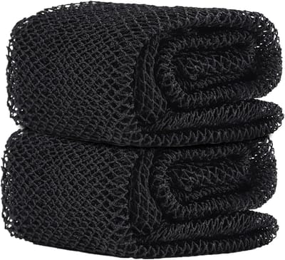 Dailygoods - 2-Pack Afrikaanse Net Spons Authentiek, Exfoliërende Scrubber voor Douche en Bad, Diepe Reiniging en SPA, Zwart