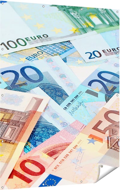 Gards Tuinposter Euro Geld Biljetten - Briefjes - 120x160 cm - Tuindoek - Tuindecoratie - Wanddecoratie buiten - Tuinschilderij
