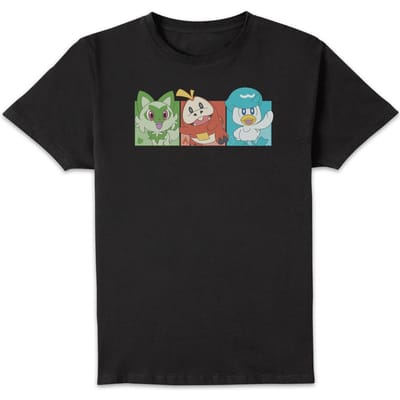 Pokémon 1st Starters Panels Unisex T-Shirt - Black - S
