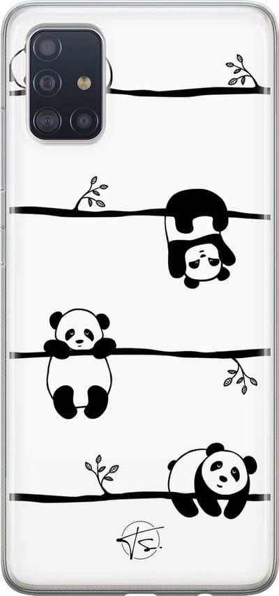 Hoesje geschikt voor Samsung Galaxy A71 - Panda - Soft Case - TPU - Print - Zwart - Mooie Telefoonhoesjes