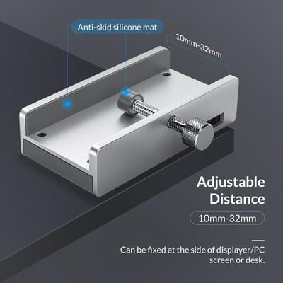 ORICO Aluminium USB 3.0 hub met 2x USB-A en kaartlezer - clip-on design - Zilver