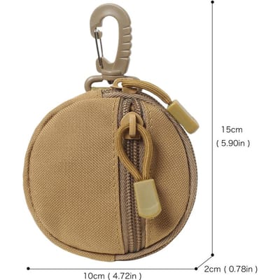 Outdoor Casual Mannen Portemonnee met Muntvak Draagbare Driehoekige Gesp Mini Portemonnee voor Geld en Munten Sleutelhouder Heuptas Ronde Koffer Portemonnee met Rits kameel