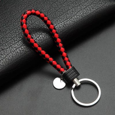 Mode Geweven Handgemaakt Leer Touw Geweven Sleutelhanger Metalen Sleutelringen Sleutelhangers Sleutelhouder Sleutelhoesje Auto Sleutelhanger Cadeaus black