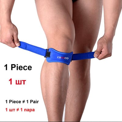1 Stuk Verstelbare Kniepees Beschermer Brace Knieverzorging Kniebeschermer Coyoco Merk Anti-val Verwonding Bandage Kniepees Beschermer Grijs blauw