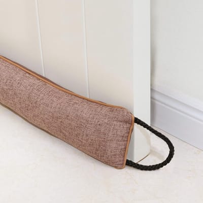 Tochtstopper voor onder deur, 91 cm, windstopper voor deur en raam, verzwaarde Franse luchtdeur, tochtstopper voordeur, slang, geluidsblokker voor onderkant van de deur met hangende lussen -