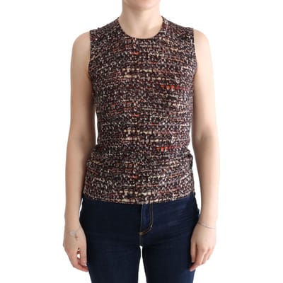 Dolce & Gabbana Dames Multikleur Print Gebreide Top Wol T-shirt