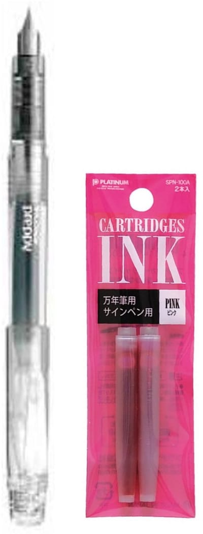 Platinum - Preppy Fountain pen Japan - Fine - 0,3 - TRANSPARANT - vullingen ROZE