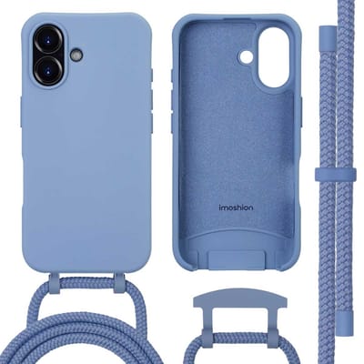 imoshion Hoesje - Geschikt voor iPhone 16 - Color Backcover met afneembaar koord geschikt voor MagSafe - Ash Blue