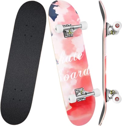 Skateboard beginners - 80 x 20 cm complete cruiser, 7-laags Canadese esdoorn Double Kick Deck Concaave met ABEC-7 kogellagers, belasting 100 kg