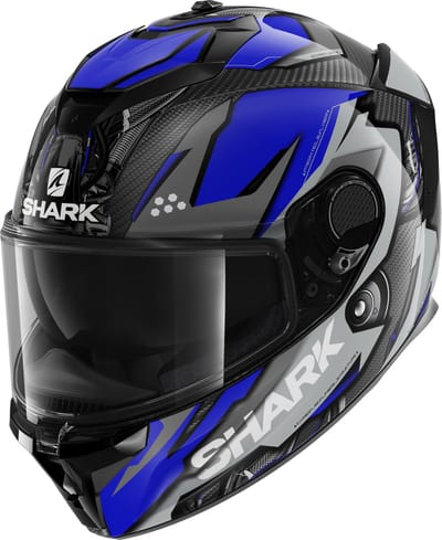 SHARK SPARTAN GT CARBON URIKAN Motorhelm Integraalhelm Carbon Blauw Wit - Maat XS