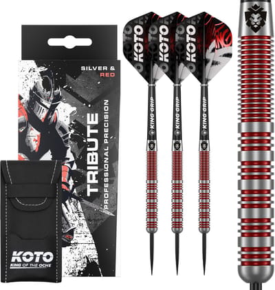 KOTO - Tribute Darts - 14 Gram - Dartpijlen - Zilver & Rood