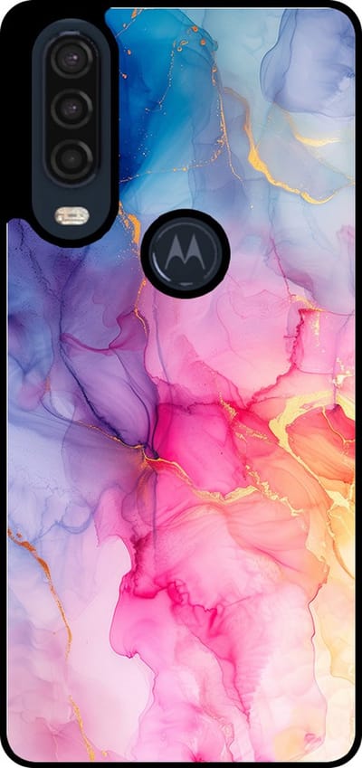 Smartphonica Telefoonhoesje Geschikt voor Motorola One Action met marmer opdruk - TPU backcover case marble design - Regenboog geschikt voor Motorola One Action
