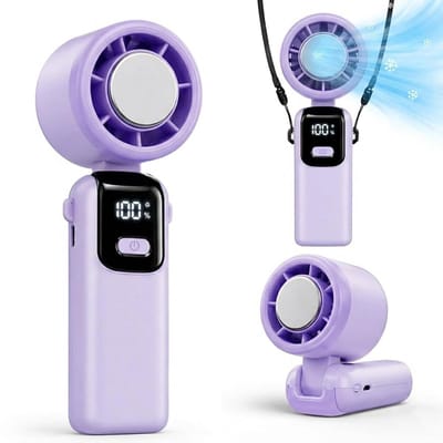 Hand Ventilator Oplaadbaar USB Ventilator Opvouwbare Turbo Koeling Handventilator Nek Ventilator 199 Snelheden LED Display Power Cooling Paars