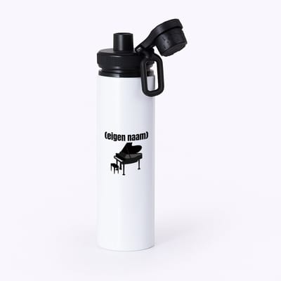 Hacebo® - piano met eigen naam waterfles met draaidop zwart - Piano - muziek liefhebbers - iemand die houdt van piano spelen - verjaardag - cadeau - kado - water fles - 850ML