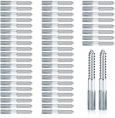 50 stuks Dubbele Schroefdraadschroeven M8x60mm: Dubbele Deuvelschroeven, Torx Hanger Bouten, Torx Stokschroeven, Ideaal voor meubelmontage, houtbewerking en wandbevestiging
