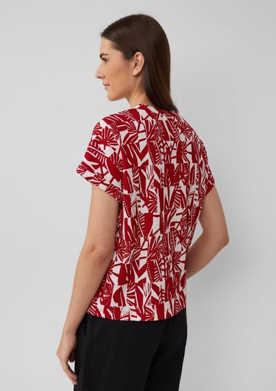 s.Oliver - female - Gestructureerd T-shirt in een relaxed fit met V-hals