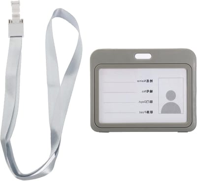 ID Badge Houder Horizontaal ABS Dubbelzijdig met Afneembare Nek Lanyard - Bescherming voor Identiteitskaarten, Perfect voor Naamlabels en Creditcards (Grijs, 4 x 3 inch)