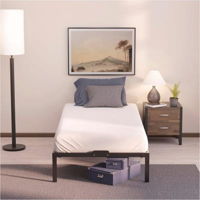 Metalen Bedframe 90x200 met Lattenbodem - Hoogte 45 cm - Eenvoudige Montage en Veel Opbergruimte