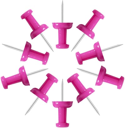 Dailygoods- Duimspijkers 120 Stuks - Punaises Hot Pink - Pushpins 1 Inch - Plastic Hoofd - Stalen Punt - Voor Kantoor en School