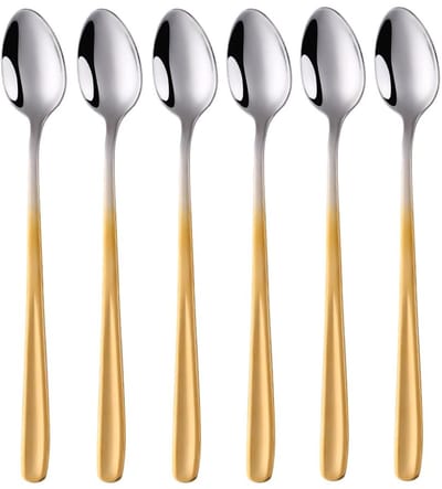 Dailygoods- Koffielepel 20 cm - Roestvrij Staal - Set van 6 - Ergonomisch Ontwerp - Vaatwasmachinebestendig - Voor Cappuccino/Yoghurt - Lepel