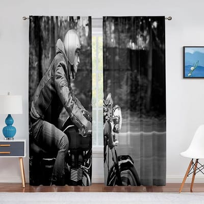Crossmotor Motorcross Rijder Gordijnen geweldig voor Jongens Mannen Slaapkamer Woonkamer Voedselbereidingsruimte Extreem Sport Gordijnen Raam (W50H130cm)-2pcs&Grommet Top