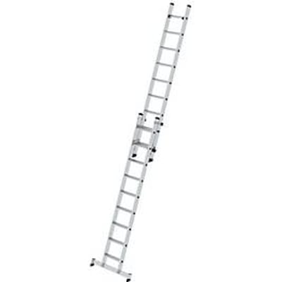 Munk trapladder, 2-delig, nivello® traverse, stabiel op ongelijke ondergrond, binnen/buiten te gebruiken, 18 treden