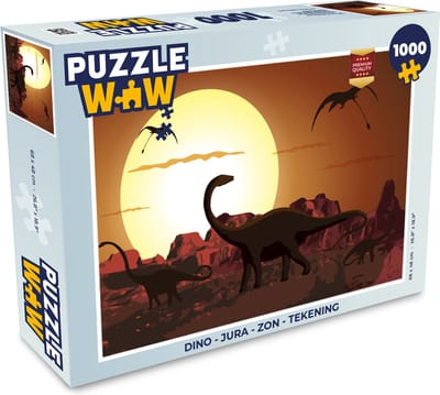 Puzzel Dino - Jura - Zon - Tekening - Kinderen - Jongens - Kids - Legpuzzel - Puzzel 1000 stukjes volwassenen
