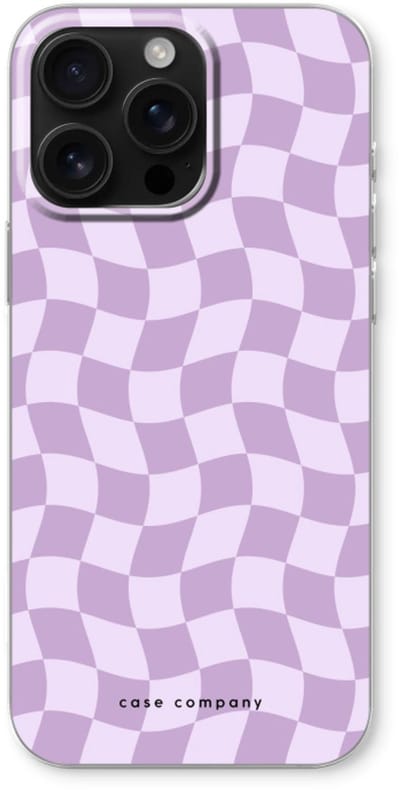 Case Company® - Hoesje geschikt voor iPhone 16 Pro Max hoesje - Grid Paars - Soft Cover Telefoonhoesje - Bescherming aan alle Kanten en Schermrand