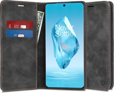 Hoesje geschikt voor OnePlus 12R - Techsuit Confy Book Wallet Case - Zwart