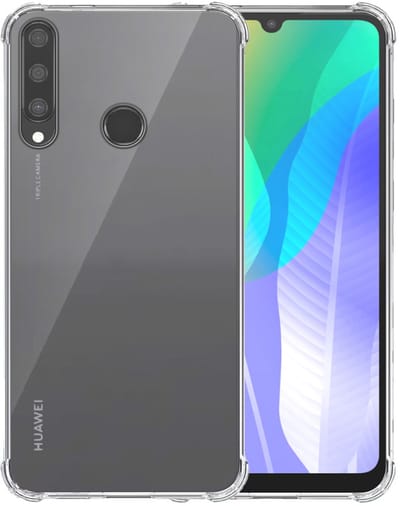 Smartphonica Telefoonhoesje Geschikt voor Huawei Y6P Transparant Schokbestendig - Shockproof TPU SIliconen Backcover Case met Stootrand Doorzichtig