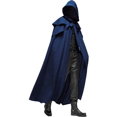 Halloween Kapmantel Unisex Mannen Vrouwen Cape Effen Lange Mantel Rol Cosplay Kostuums Uitloper Retro XL blauw