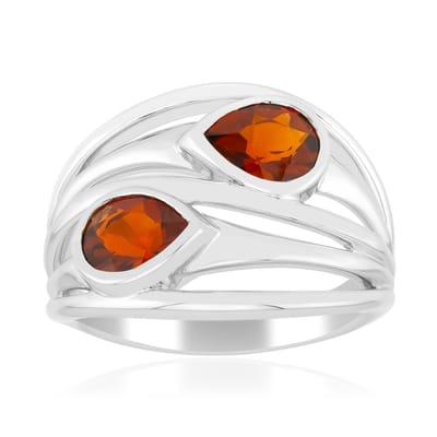 Cavill - Zilveren ring 925 Sterling Zilver gerhodineerd - 2x Peervormige Madeira Citrienen 1,02 ct - Elegant design - Warme herfstkleuren ring