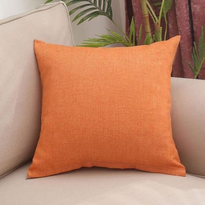 Dikke Linnen Stof Sierkussen Woonkamer Kussen Bankhoes Nachtkastje Rugkussen Auto Lendenkussenhoes Kantoor Gebruik Rughoes 55x55CM oranje