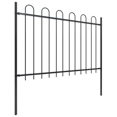 vidaXL - Tuinhek - met - ringtop - staal - 1339x120 - cm - zwart