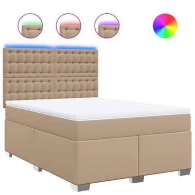 vidaXL - Boxspring - met - matras - kunstleer - cappuccinokleurig - 140x200 - cm