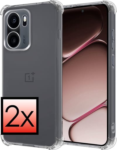 Hoesje - 2 Stuks - Geschikt voor OnePlus 15R - Sterk & Shockproof - Siliconen Case - Back Cover - Telefoon Hoes Shock Proof - Transparant